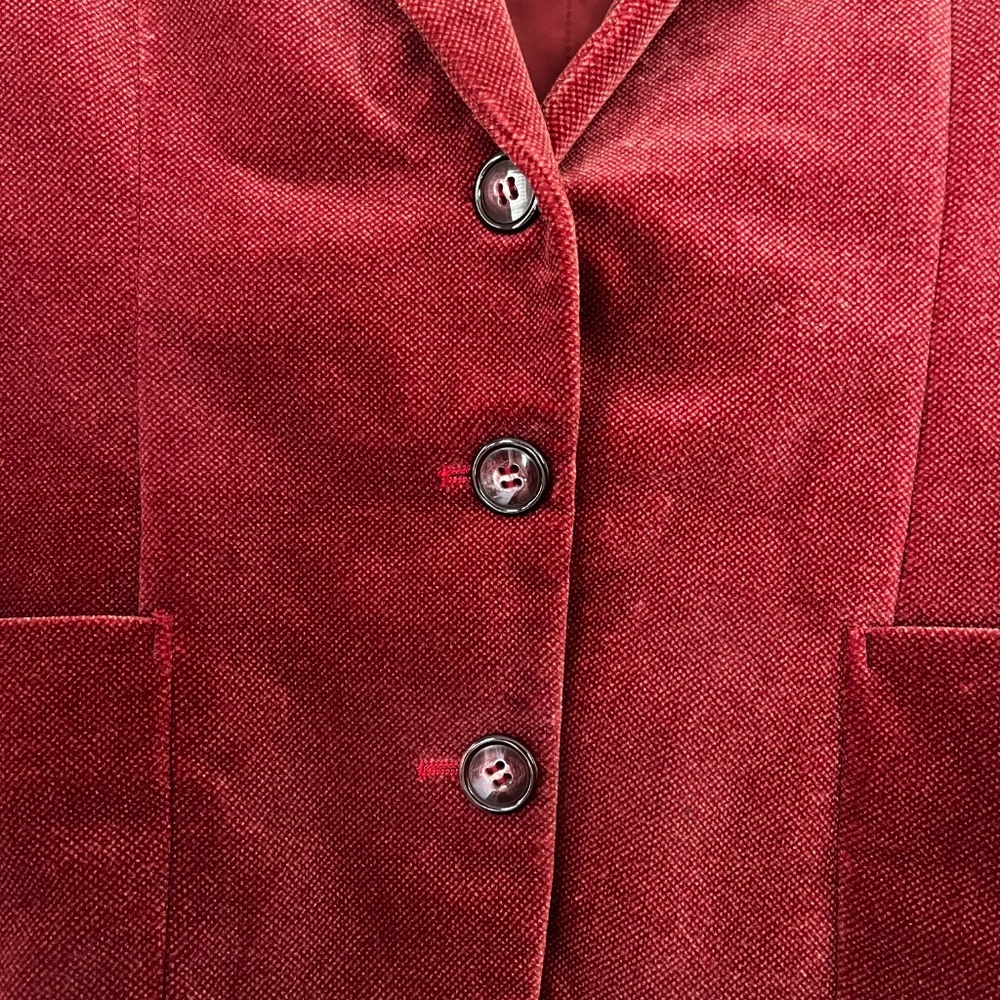 Vintage 3 Button Soft Burgundy / Dark Dusty Rose Velvet Blazer Size Small - Picture 2 of 9